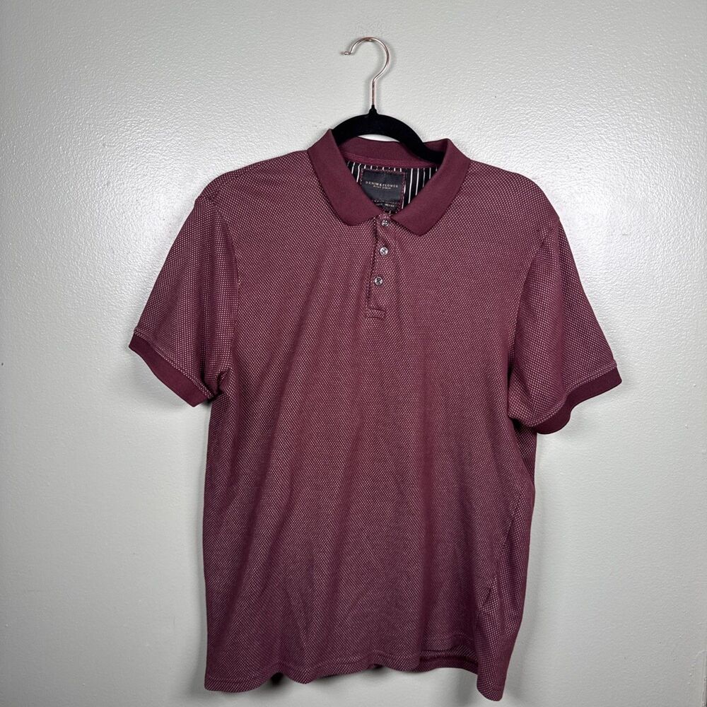 Demin & Flower Men Lightweight 3‎ Button Polo Brick Modern Fit XL * Read Size*